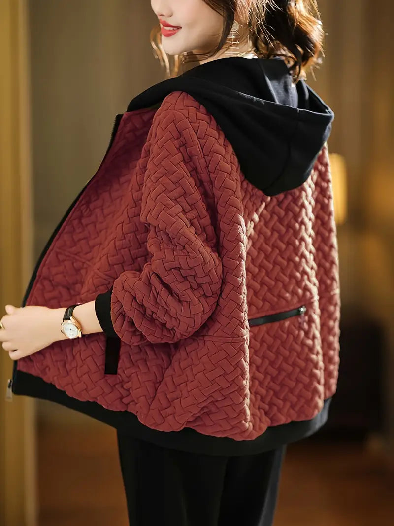 Women's Quilted Hooded Winter Jacket | Zip Up