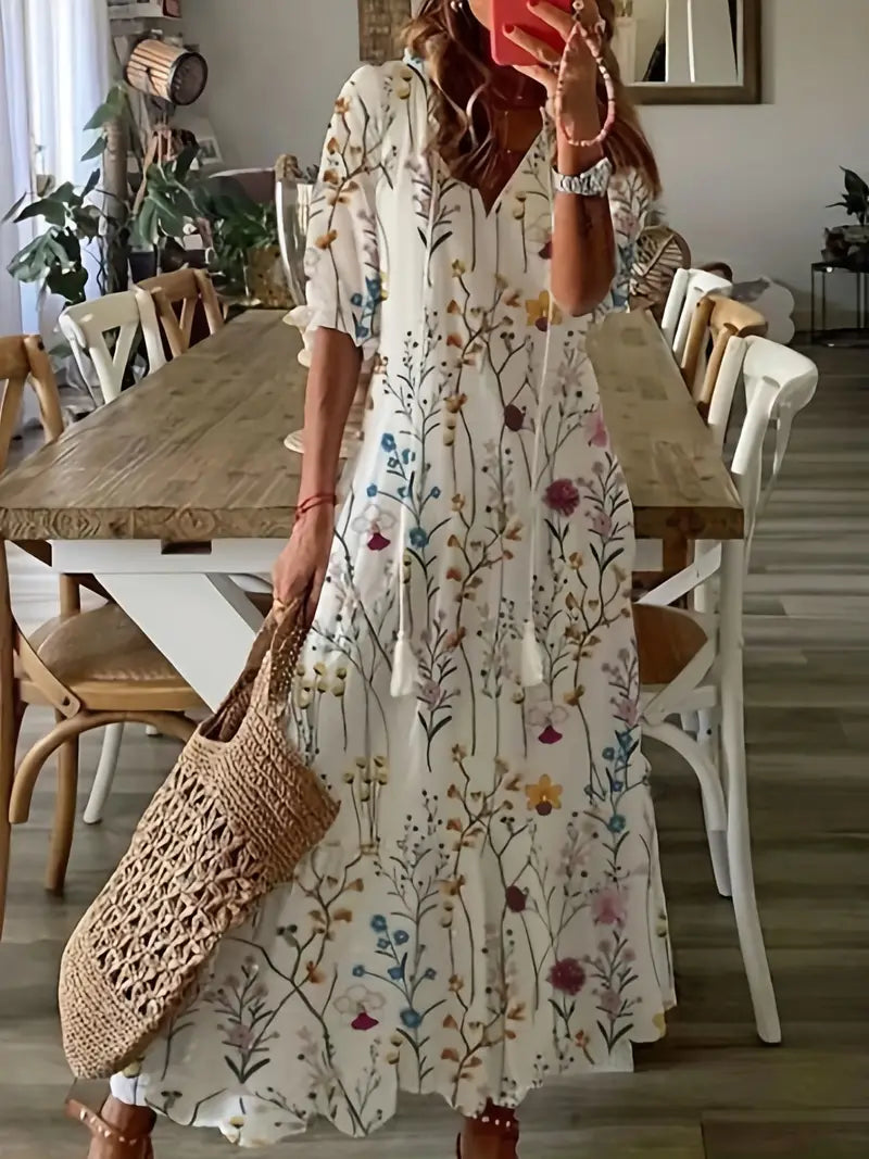 Women's Bohemian Flared A-Line Dress | Maxi