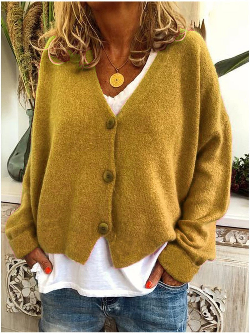Women's Cropped Button Front Cardigan | V-Neck