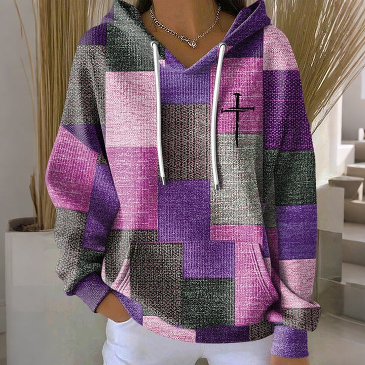 Women's Winter Patchwork Oversized Hoodie | Printed