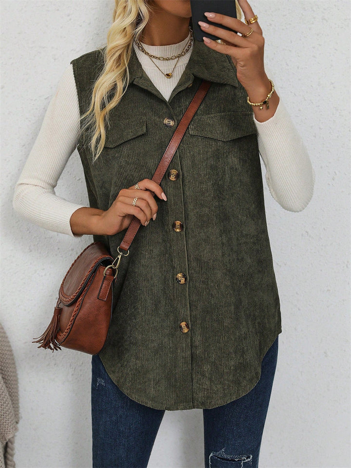 Women's Button Front Vest | Chest Pocket