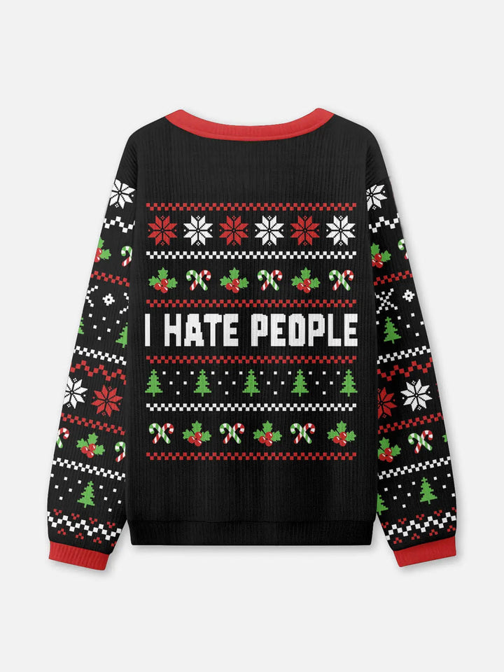 Unisex Black Funny Christmas Knit Jumper | Round Neck