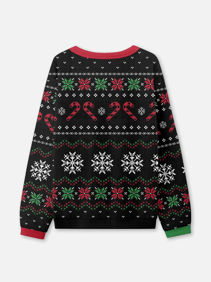 Unisex Christmas Round Neck Knit Jumper | Black