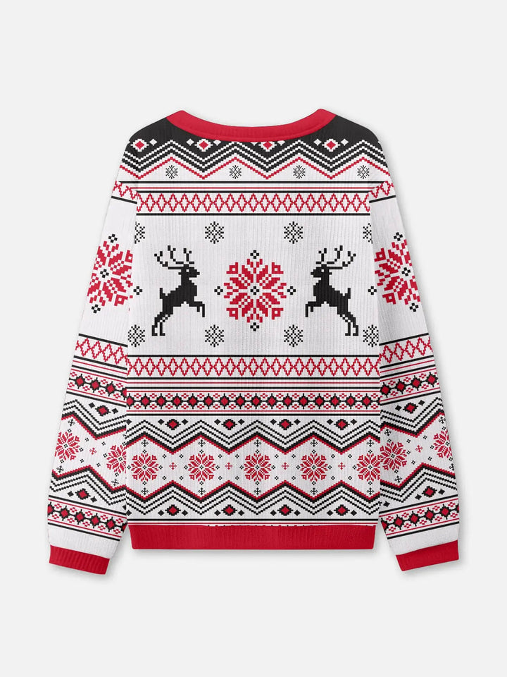 Unisex Winter Christmas White Knit Jumper | Round Neck