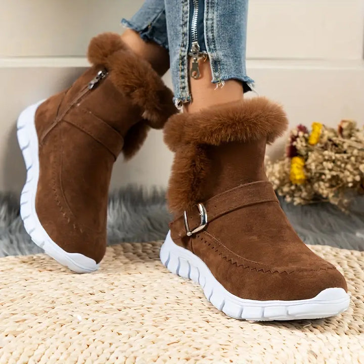 Women's Winter Buckle Ankle Boots | Flat