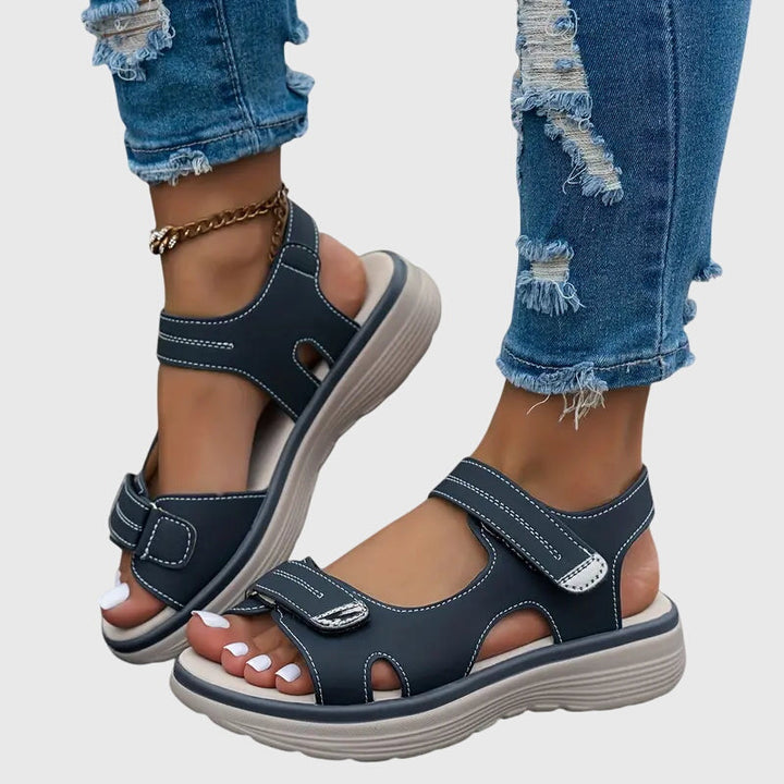 Women's Cutout Hook and Loop Sandals | Ankle Strap