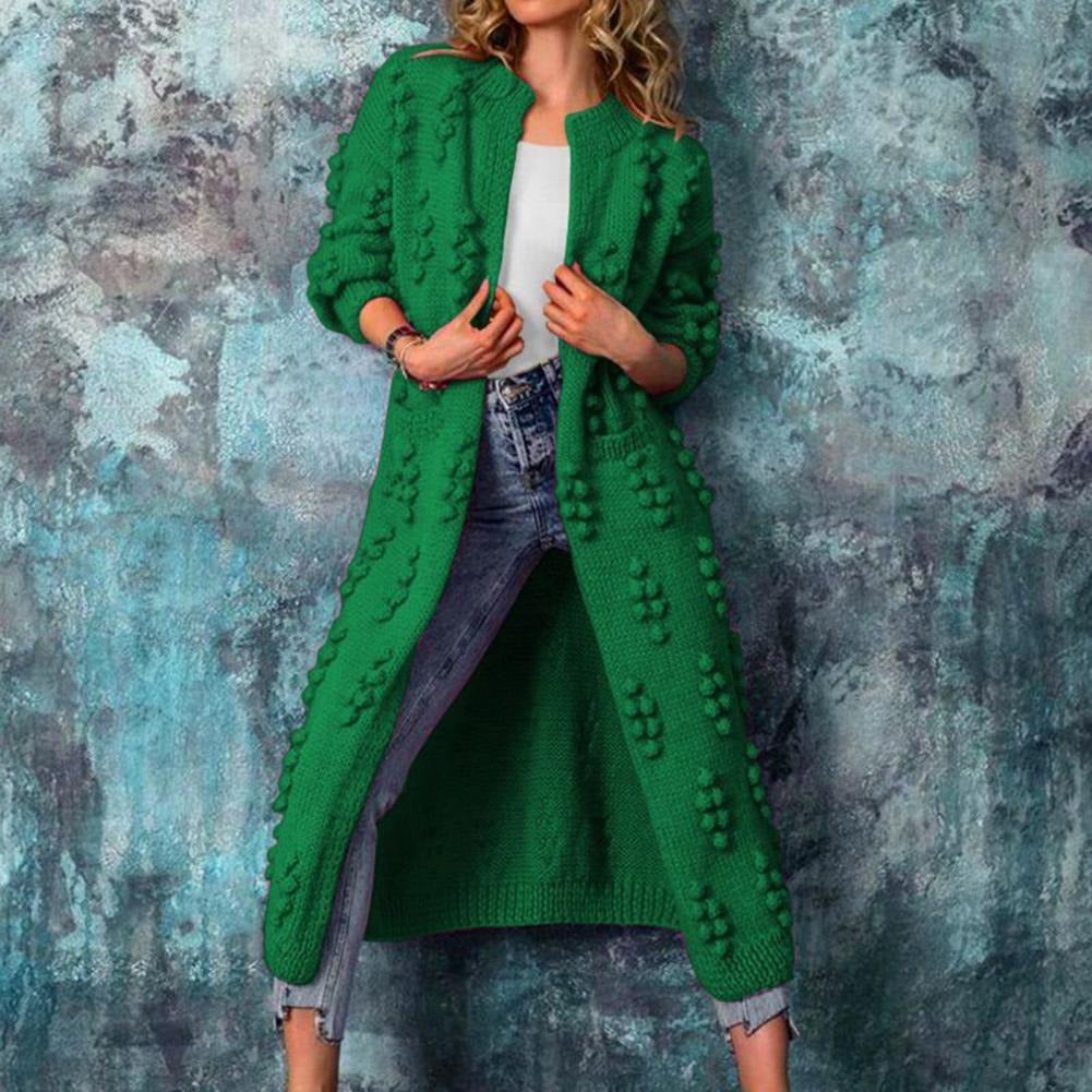 Women's Longline Bobble Knit Cardigan | Open Front