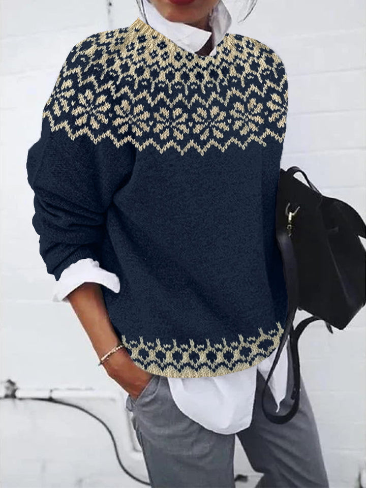 Women's Fair Isle Crew Neck Knit Jumper | Oversized