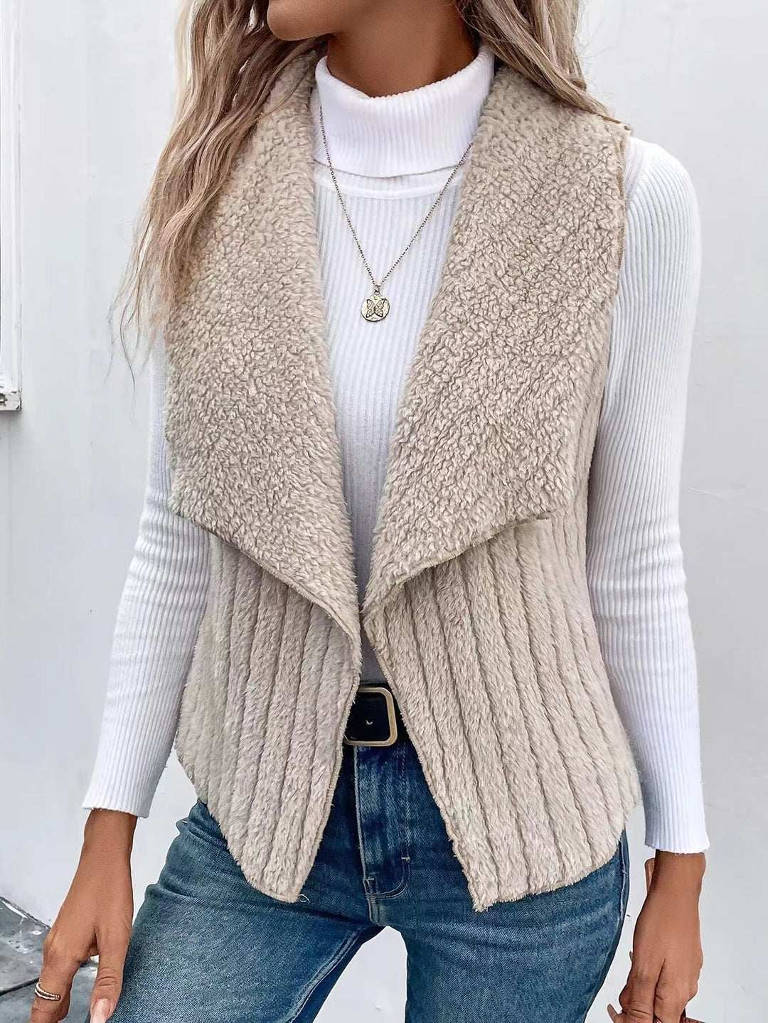 Women's Draped Shawl Collar Vest | Sleeveless
