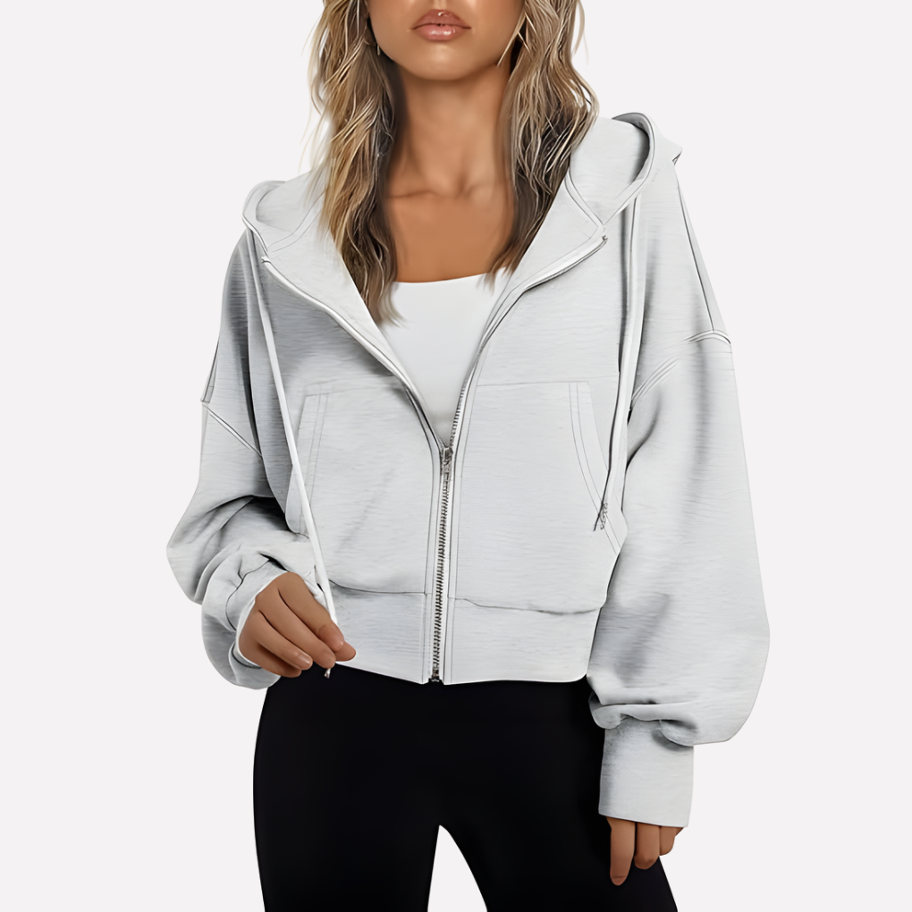Women's Winter Oversized Zip Up Hoodie | Cropped
