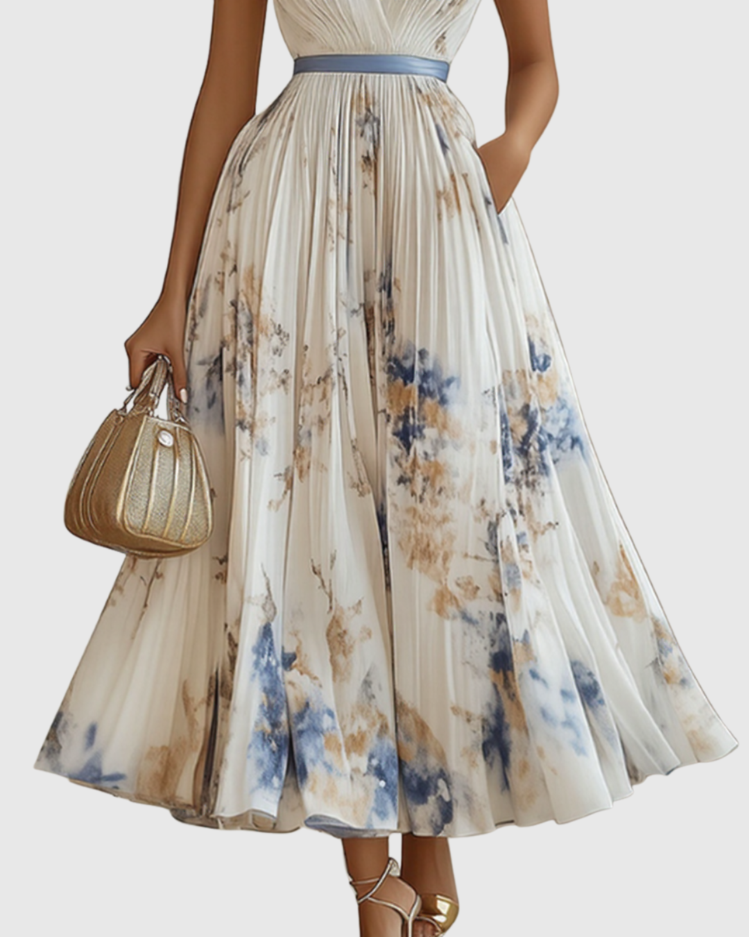Women's Elegant Wedding Guest Pleated Dress | Maxi