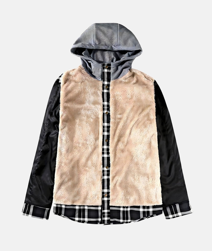 Men's Winter Hooded Shirt Jacket | Plaid