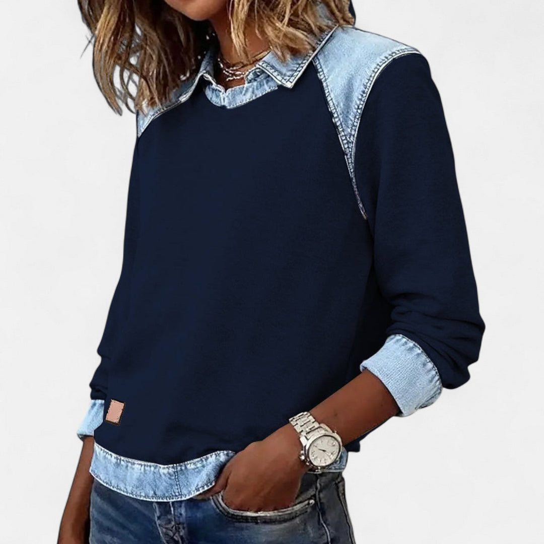 Women's Contrast Collar Sweatshirt | Casual