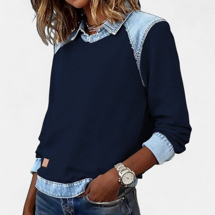 Women's Contrast Collar Sweatshirt | Casual