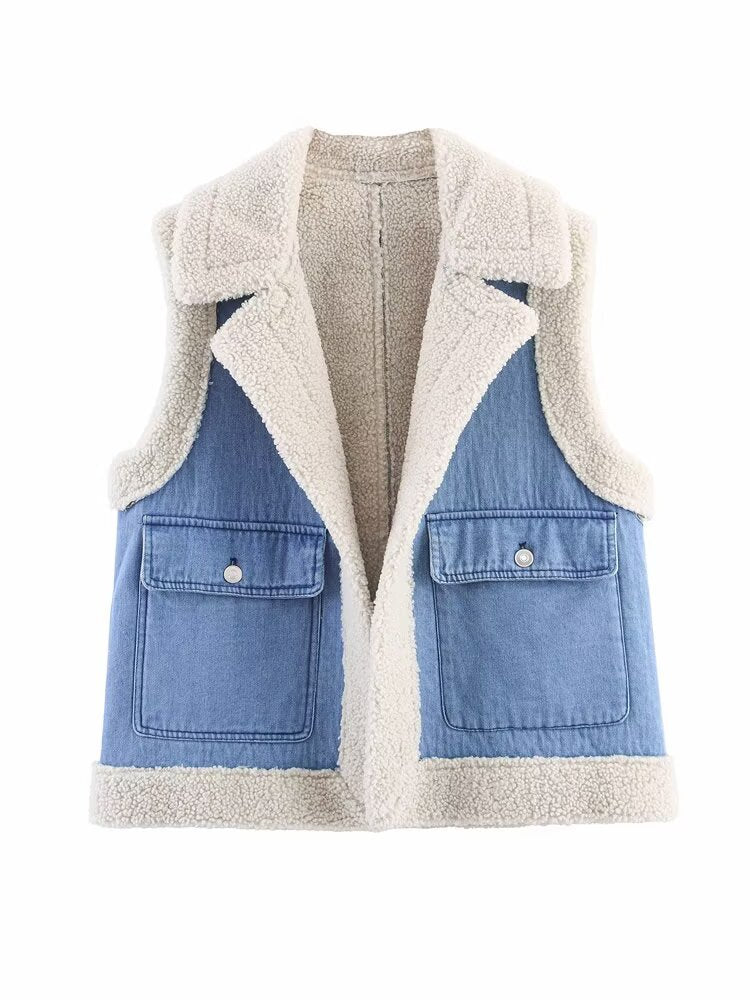 Women's Contrast Trim  Vest | Chest Pocket