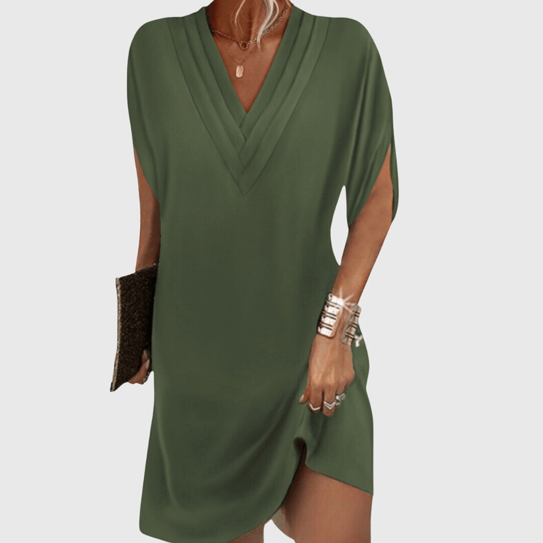 Women's Elegant Loose Fit V-Neck Dress | Mini