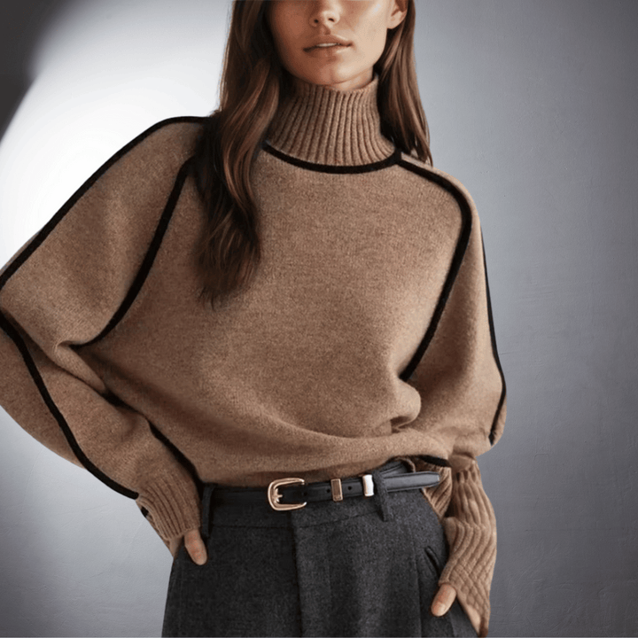 Women's Contrast Turtleneck Jumper | Raglan
