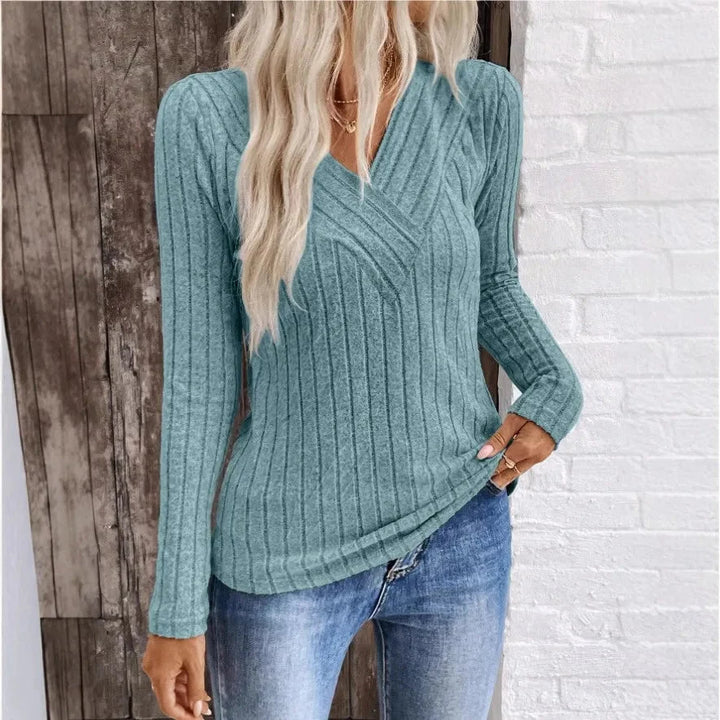 Women's Ribbed Wrap Front Top | V-Neck