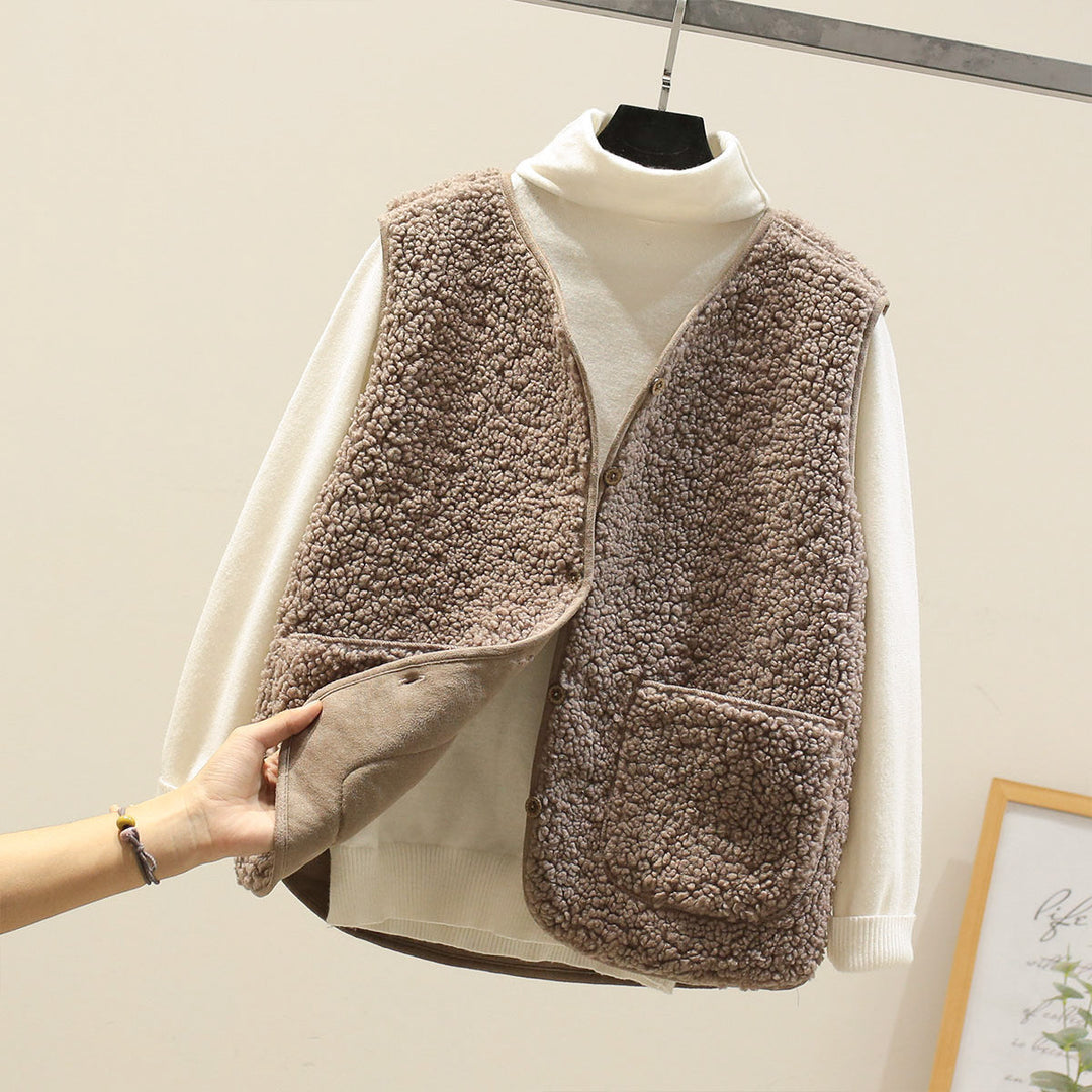 Women's Textured Button Front Vest | Cropped