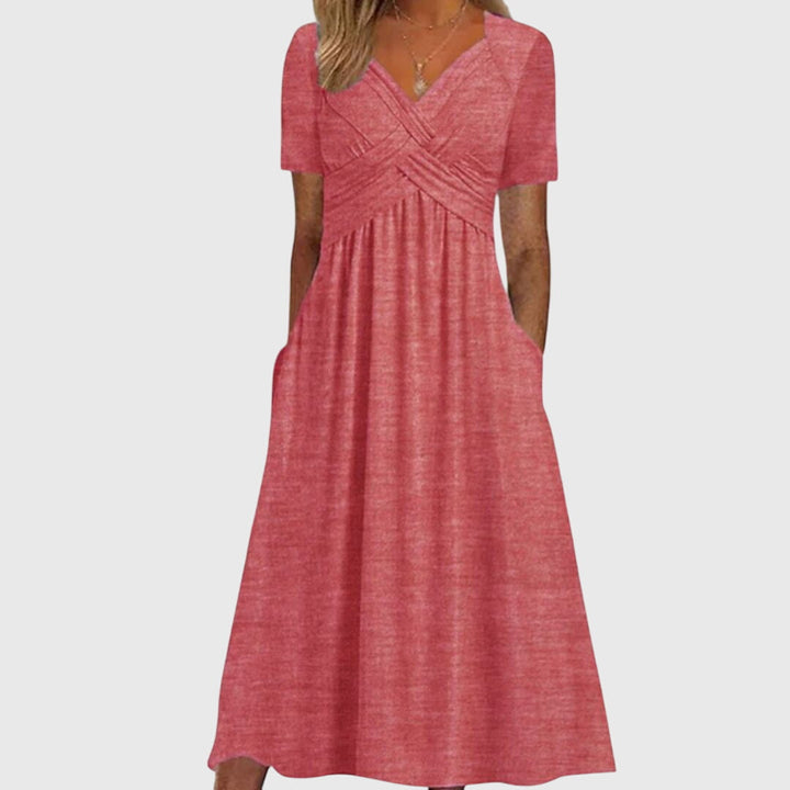 Women's Elegant Wedding Guest V-Neck Wrap Style Dress | Midi