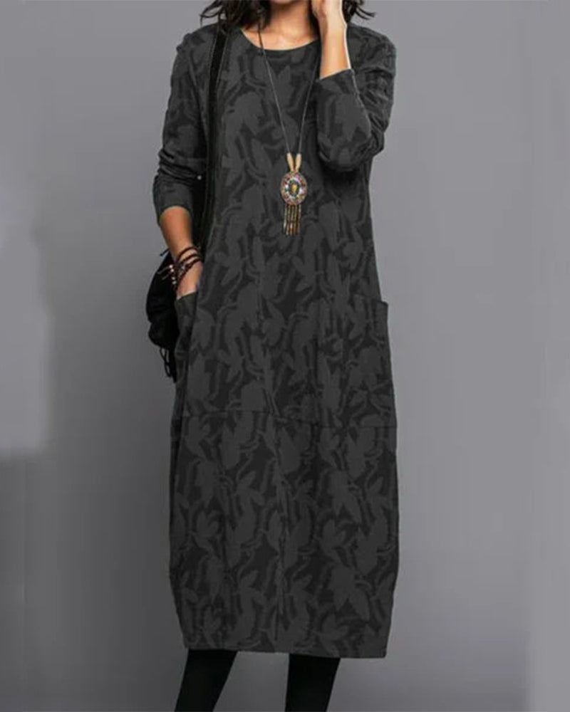 Women's Long Sleeves Floral Pattern Dress | Midi