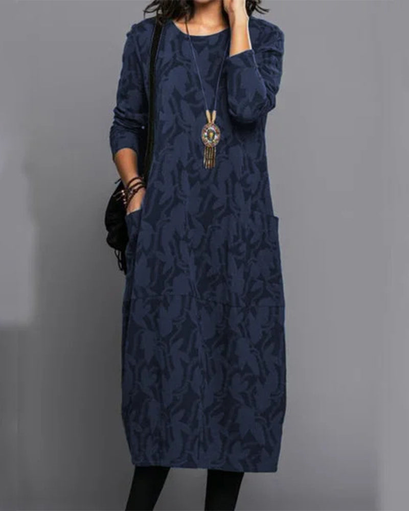 Women's Long Sleeves Floral Pattern Dress | Midi