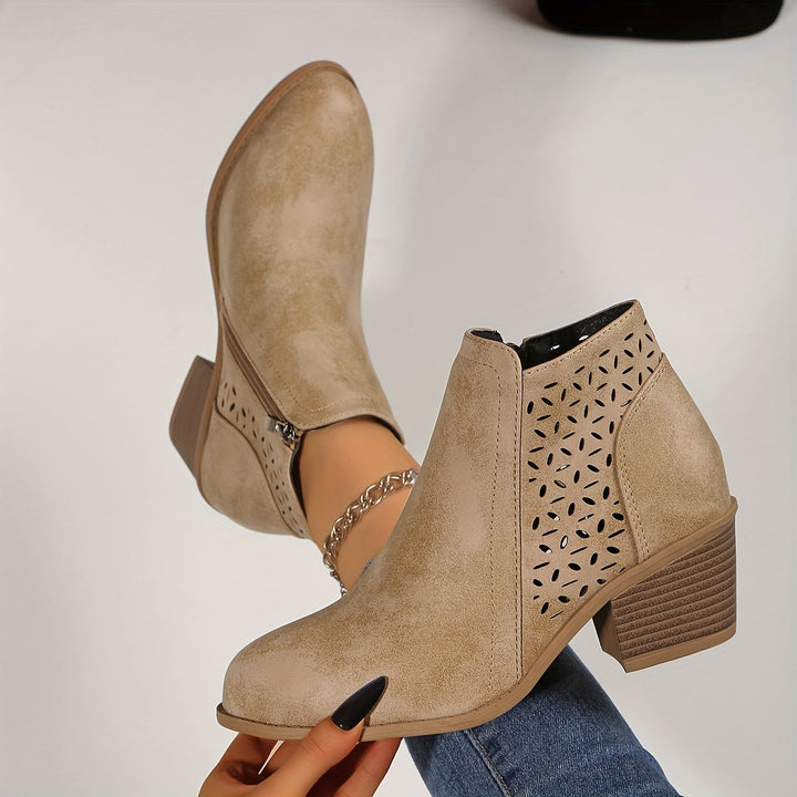 Women's Zipper Pointed Toe Ankle Boots | Block Heel