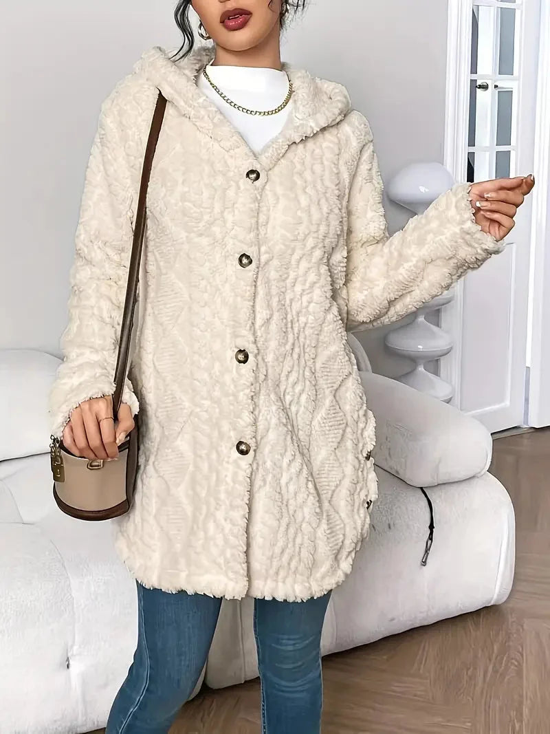 Women's Textured Elegant Coat | Longline