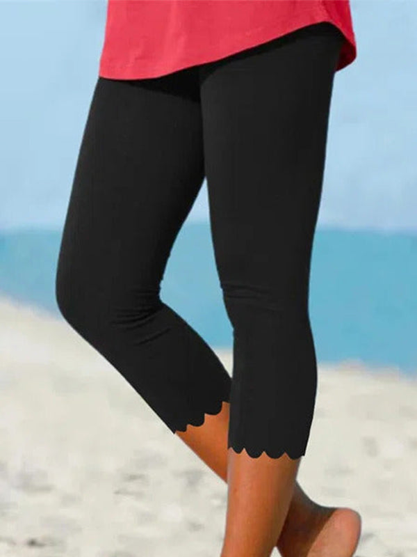 Women's Summer Capri Leggings | Scalloped Hem