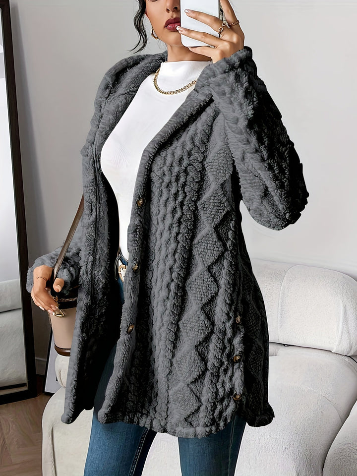 Women's Textured Elegant Coat | Longline