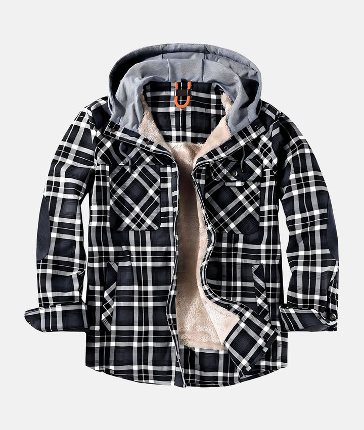 Men's Winter Hooded Shirt Jacket | Plaid