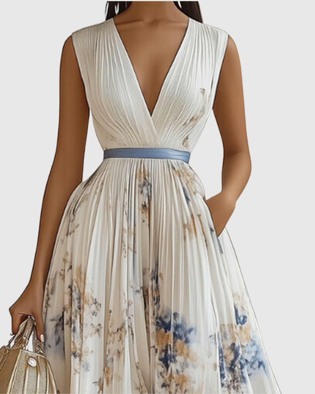 Women's Elegant Wedding Guest Pleated Dress | Maxi