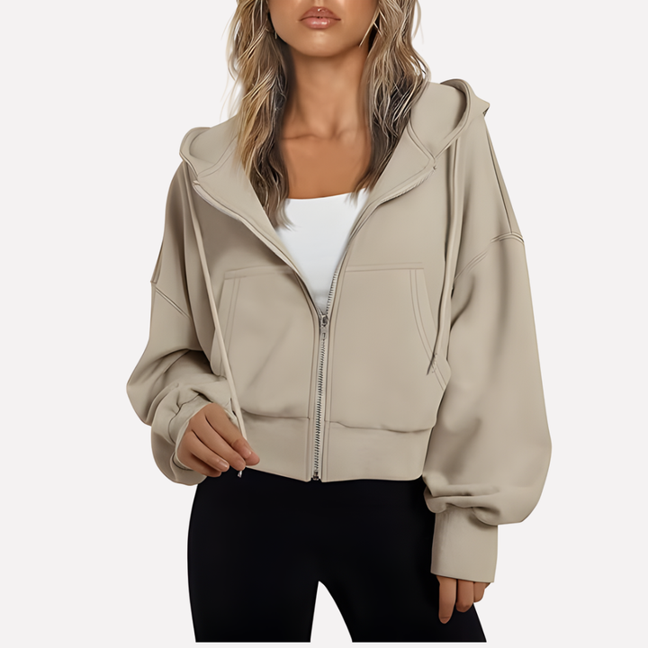 Women's Winter Oversized Zip Up Hoodie | Cropped