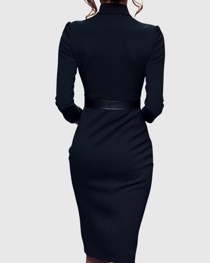 Women's Tailored Formal Belted Dress | Midi
