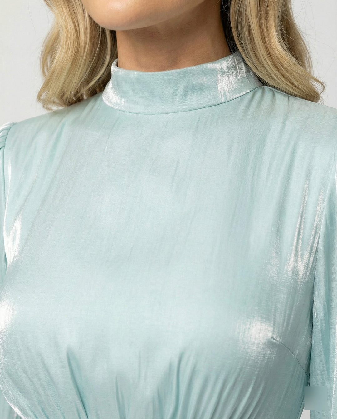 Women's Elegant Balloon-Sleeve Pleated Dress | Maxi