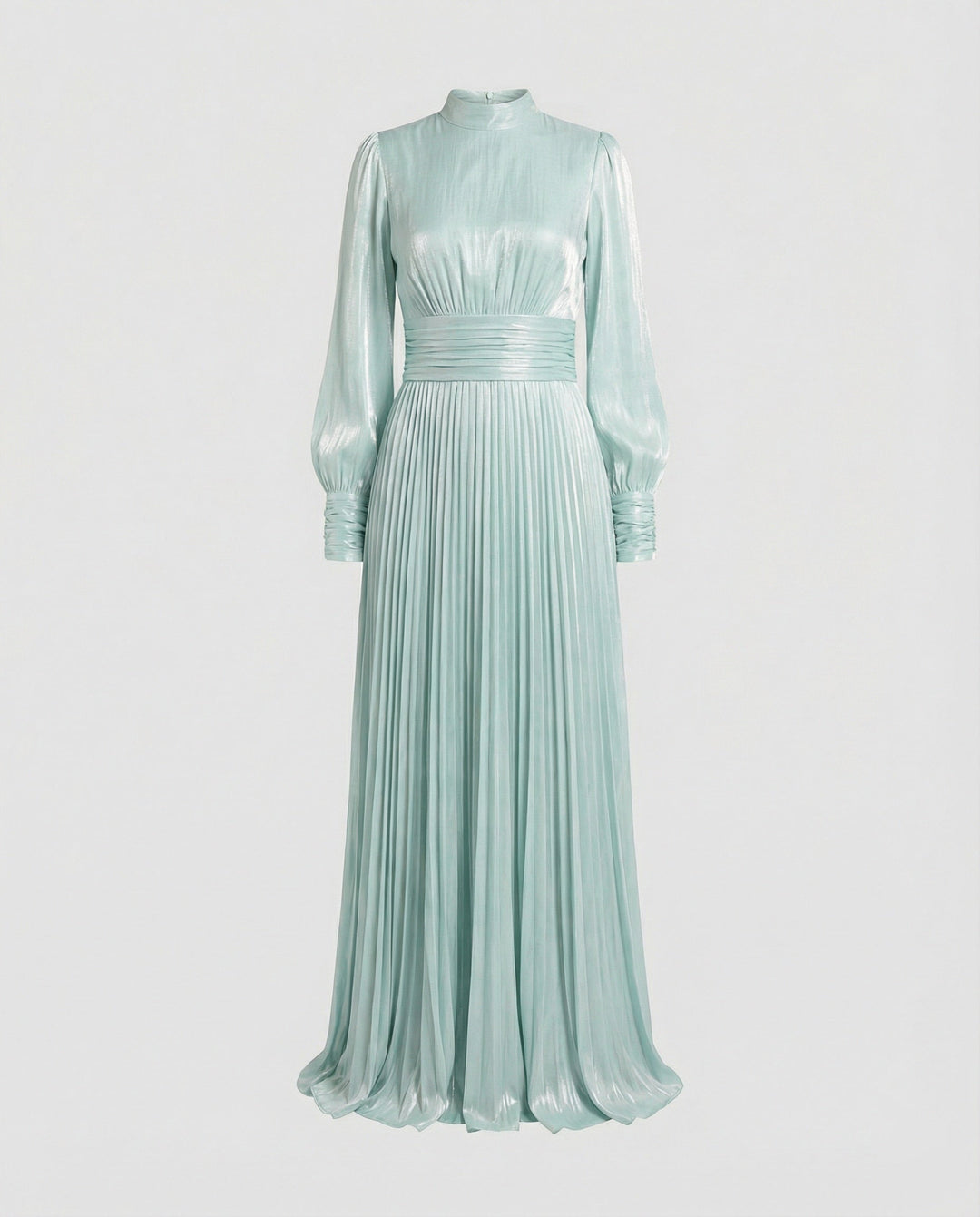 Women's Elegant Balloon-Sleeve Pleated Dress | Maxi