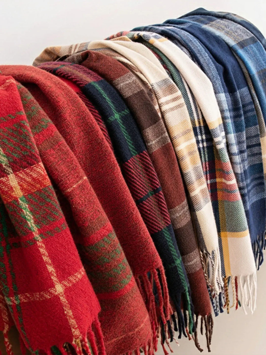 Women's Tartan Winter Scarf | Fringed
