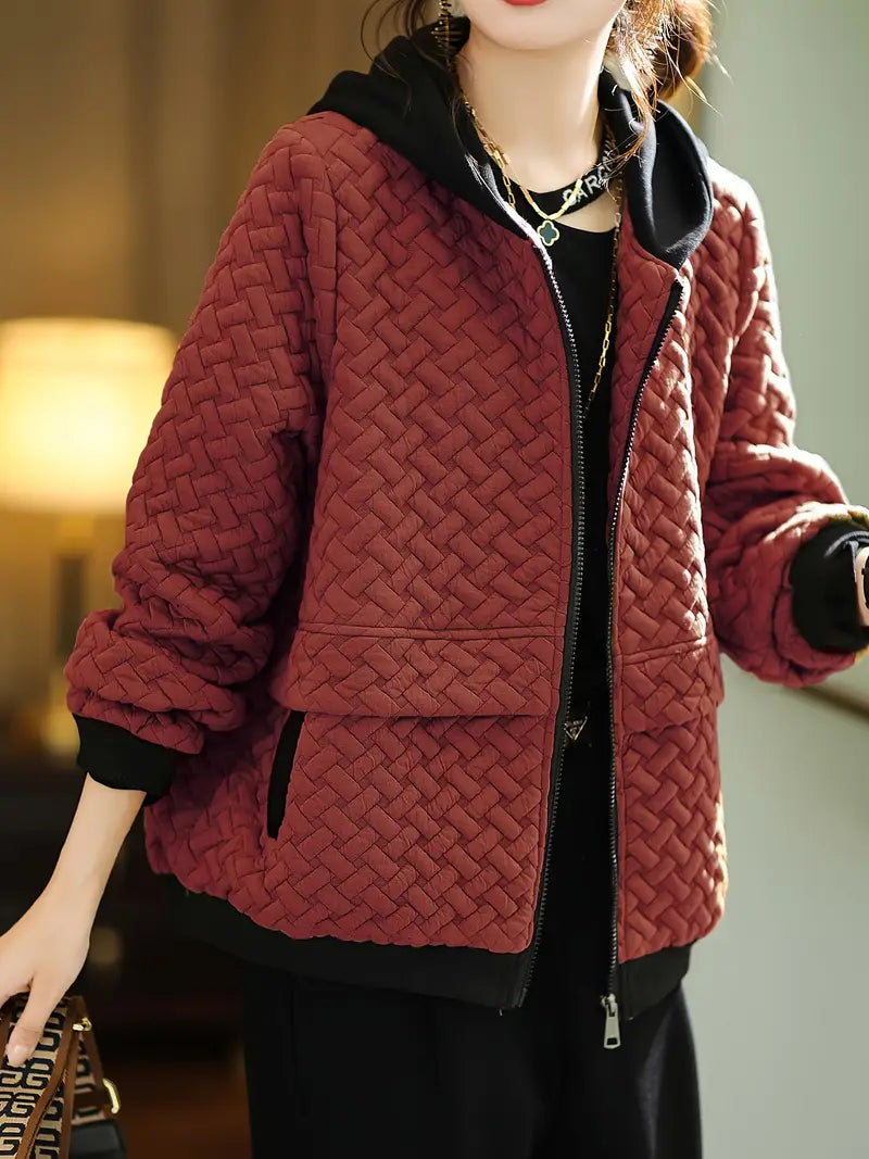 Women's Quilted Hooded Winter Jacket | Zip Up