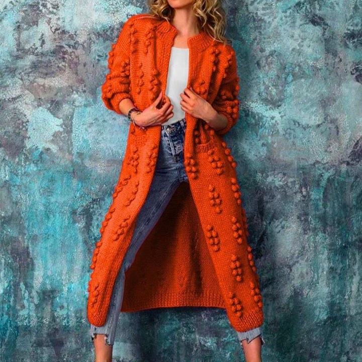 Women's Longline Bobble Knit Cardigan | Open Front