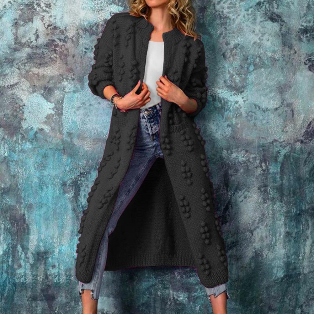 Women's Longline Bobble Knit Cardigan | Open Front