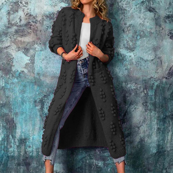 Women's Longline Bobble Knit Cardigan | Open Front