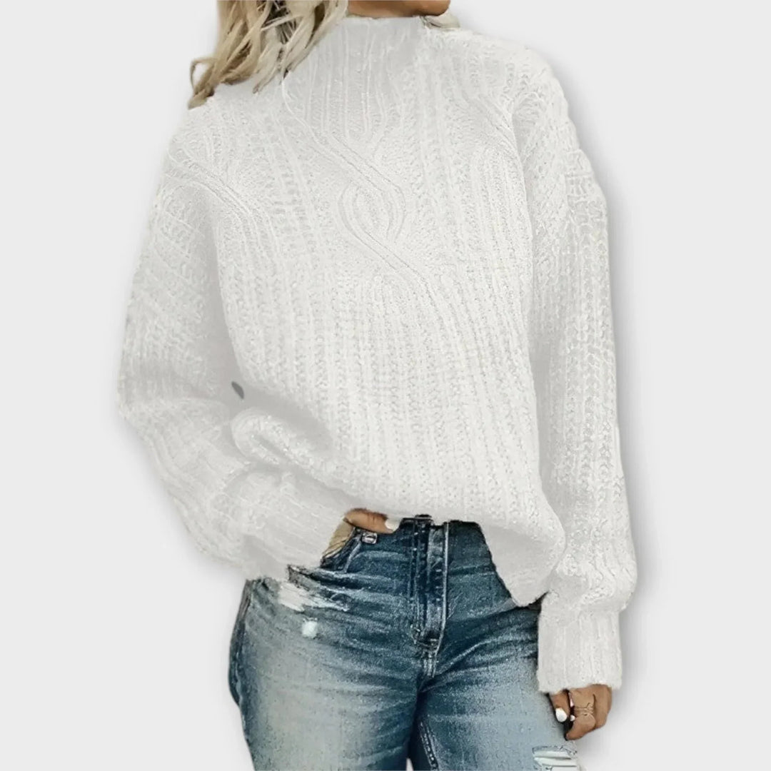 Women's Cable Knit Mock Neck Jumper | Winter
