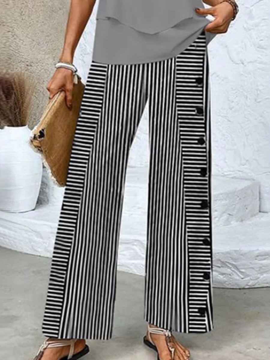 Women's Stylish Striped Trousers | Wide Leg