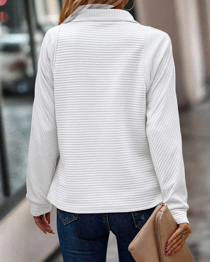 Women’s Ribbed Quarter Zip Jumper | Stand Collar