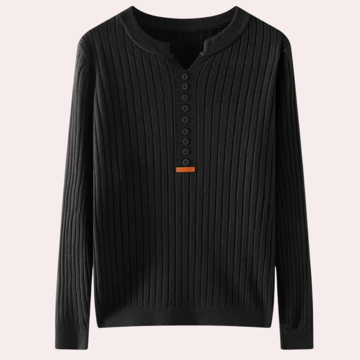 Women’s Ribbed Knit Sweater | Button Placket