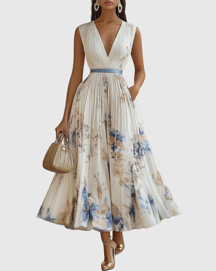 Women's Elegant Wedding Guest Pleated Dress | Maxi