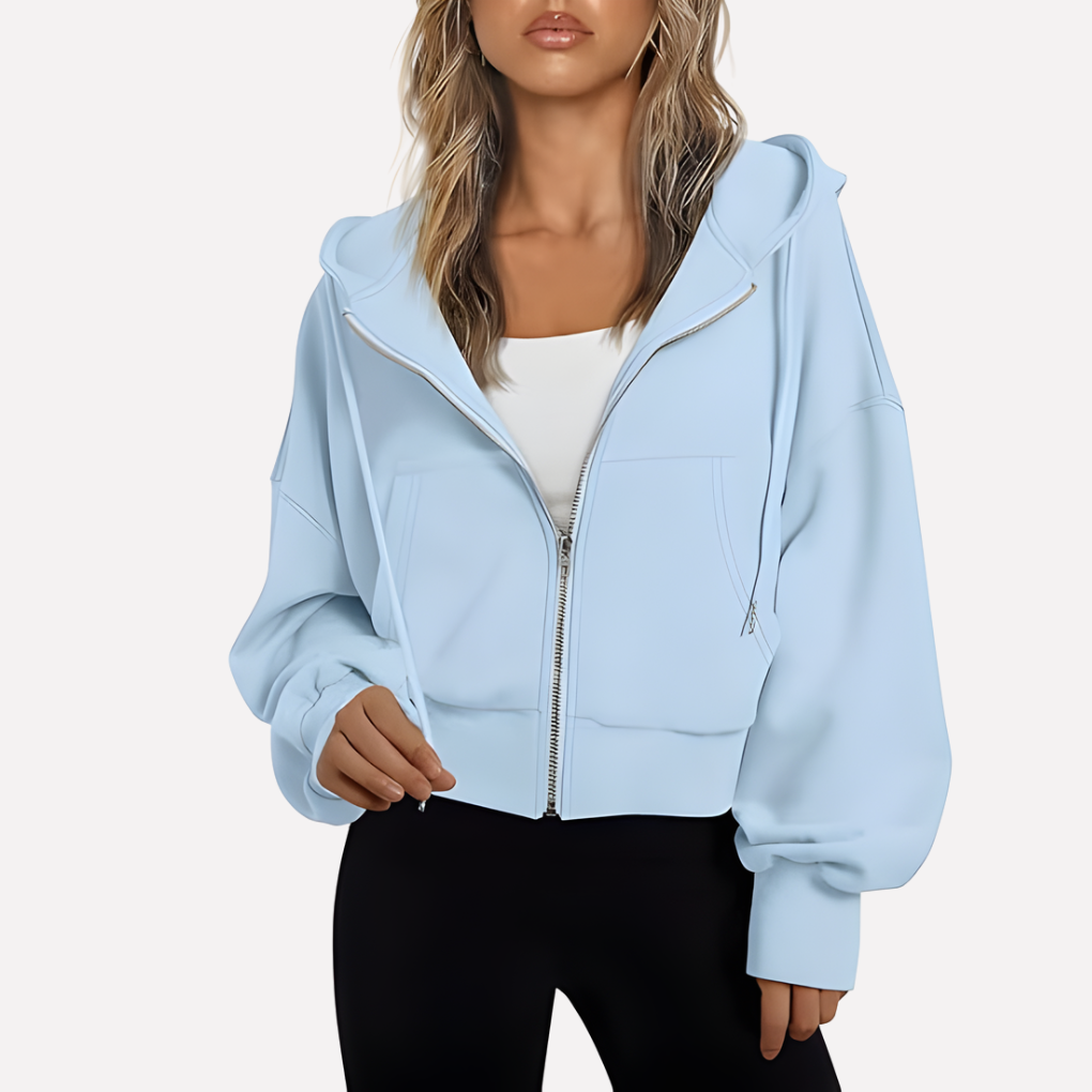 Women's Winter Oversized Zip Up Hoodie | Cropped