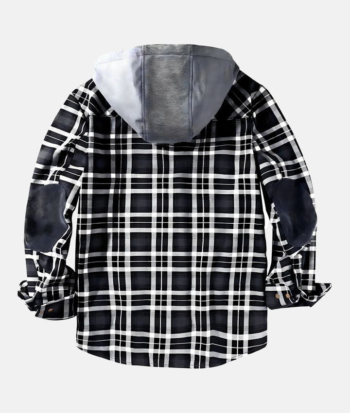 Men's Winter Hooded Shirt Jacket | Plaid