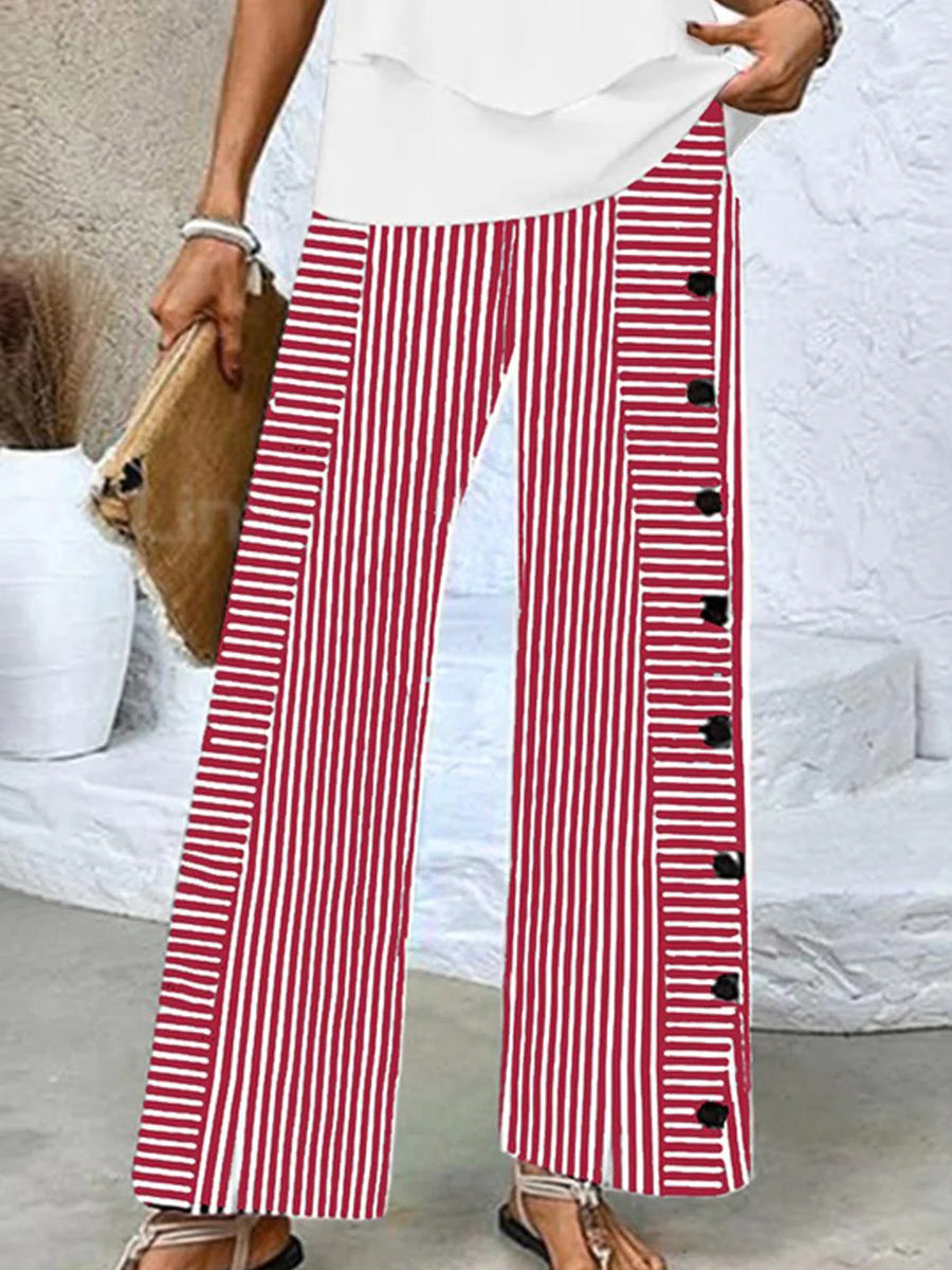 Women's Stylish Striped Trousers | Wide Leg