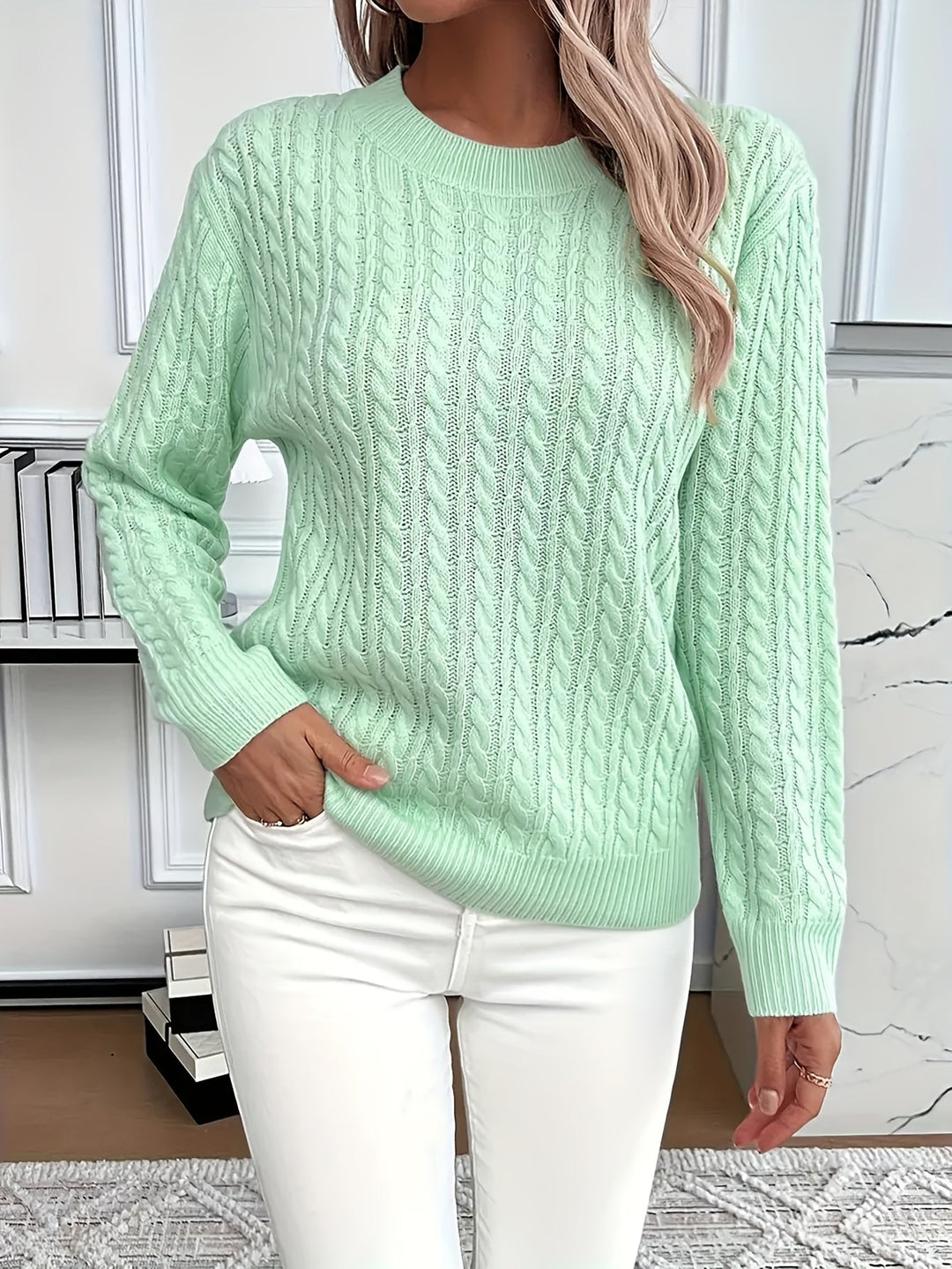 Women's Rib Winter Knitted Jumper | Crew Neck
